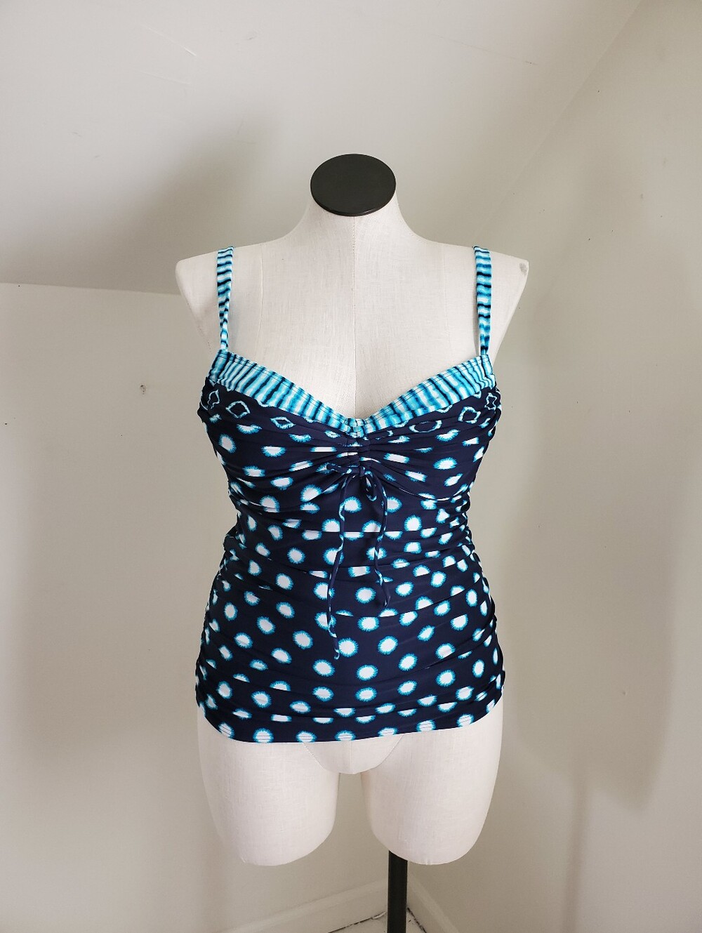 Coco Reef Blue Polka Dot Tankini Top size 38D